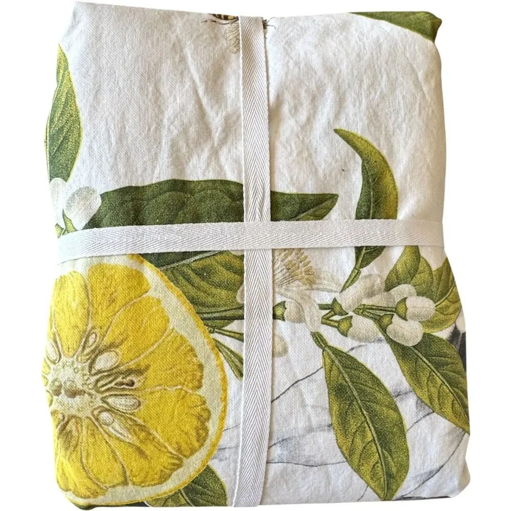 Williams Sonoma Limone 100% Cotton Table Cloth Lemons Italy With Umbrella Hole